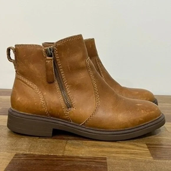 Cougar Womens Chelsea Boots 7 Brown Leather Ankle Zip Chunky Tan Zip Outerwear - Picture 5 of 16